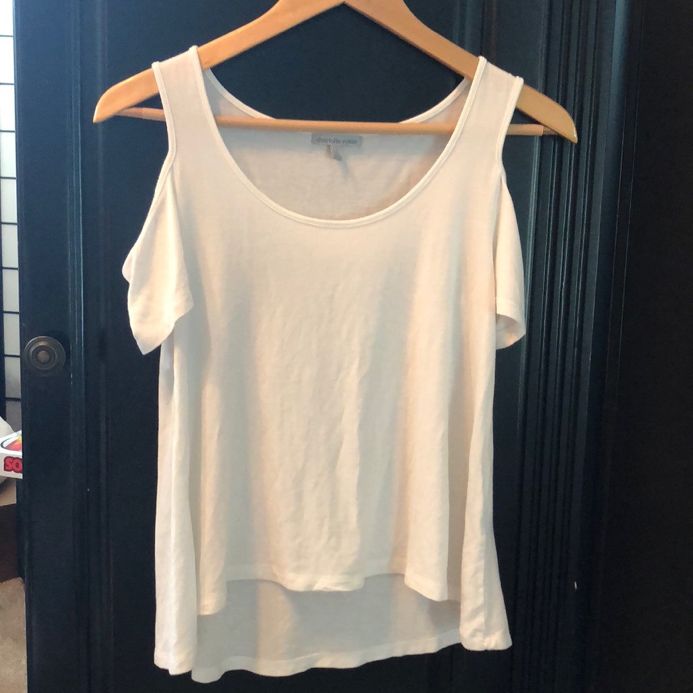 Shoulderless white top
